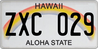 HI license plate ZXC029