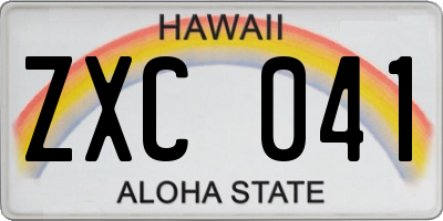 HI license plate ZXC041