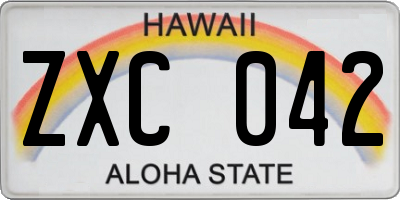 HI license plate ZXC042