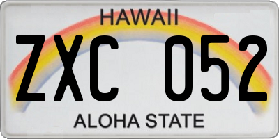 HI license plate ZXC052