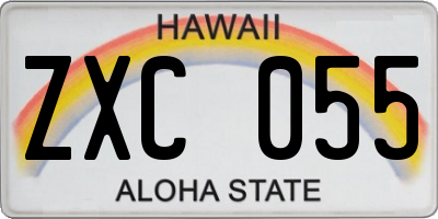 HI license plate ZXC055