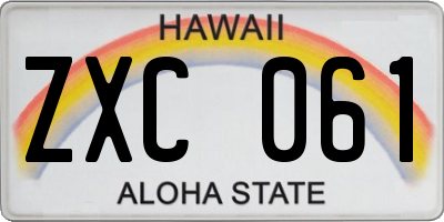 HI license plate ZXC061