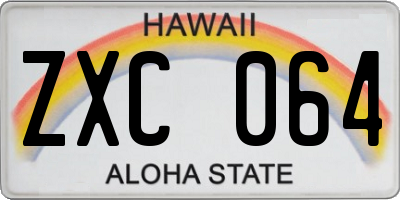 HI license plate ZXC064