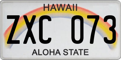 HI license plate ZXC073
