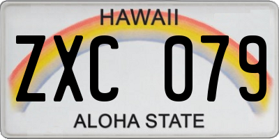 HI license plate ZXC079