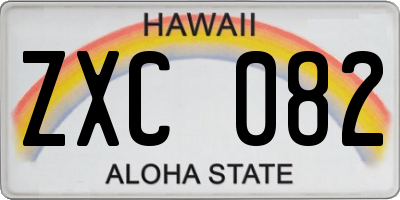 HI license plate ZXC082