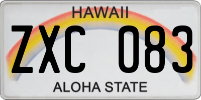 HI license plate ZXC083