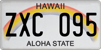 HI license plate ZXC095