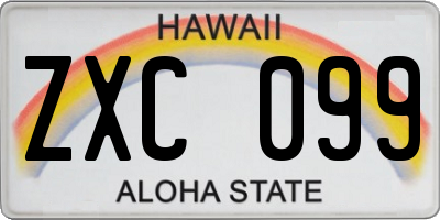 HI license plate ZXC099
