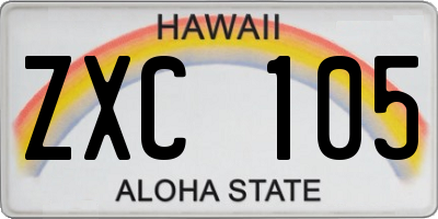 HI license plate ZXC105
