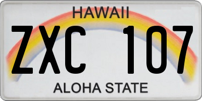 HI license plate ZXC107