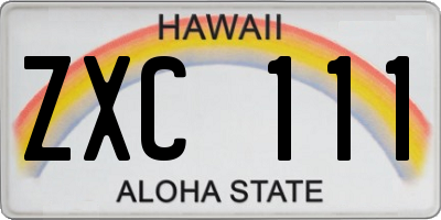 HI license plate ZXC111