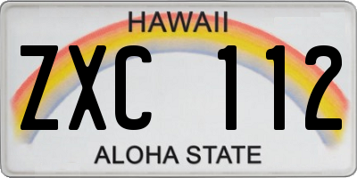 HI license plate ZXC112