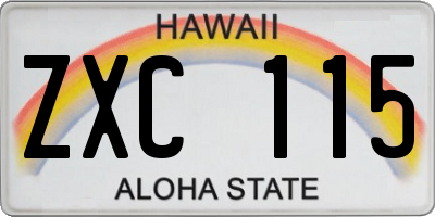 HI license plate ZXC115