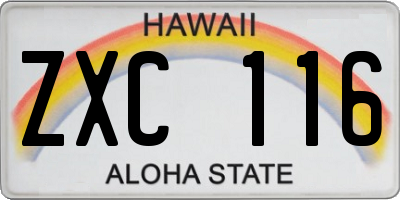 HI license plate ZXC116