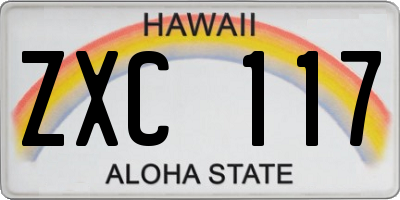 HI license plate ZXC117
