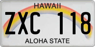 HI license plate ZXC118