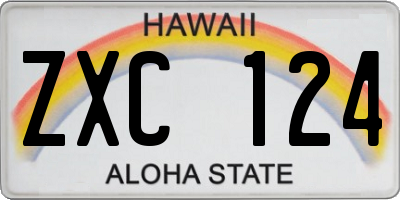 HI license plate ZXC124