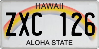 HI license plate ZXC126