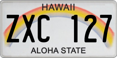 HI license plate ZXC127