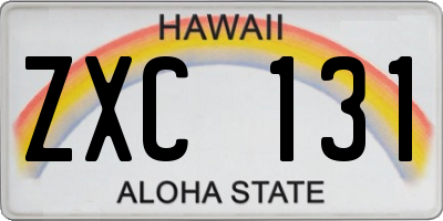 HI license plate ZXC131