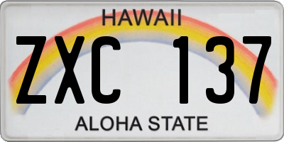 HI license plate ZXC137
