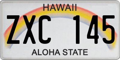 HI license plate ZXC145