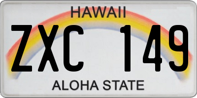 HI license plate ZXC149