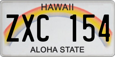 HI license plate ZXC154