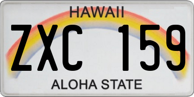 HI license plate ZXC159