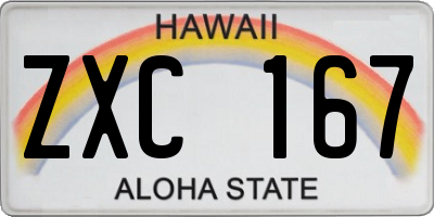 HI license plate ZXC167
