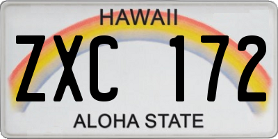 HI license plate ZXC172
