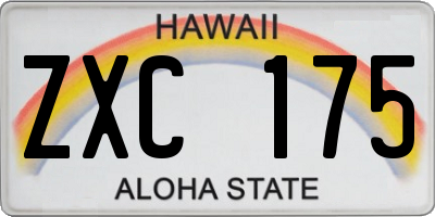 HI license plate ZXC175