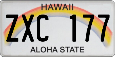 HI license plate ZXC177