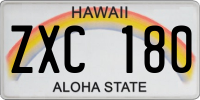 HI license plate ZXC180