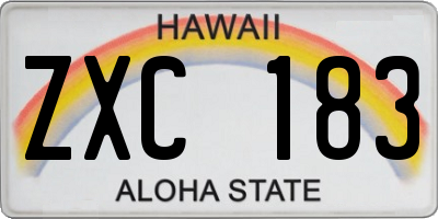 HI license plate ZXC183