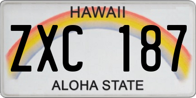 HI license plate ZXC187