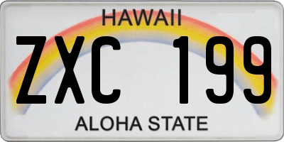 HI license plate ZXC199