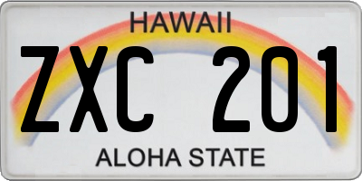 HI license plate ZXC201