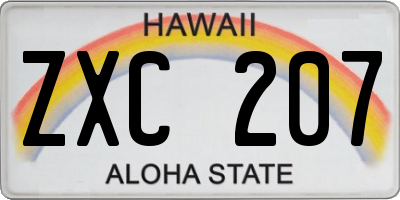 HI license plate ZXC207