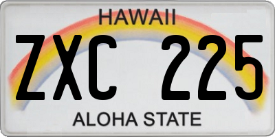 HI license plate ZXC225