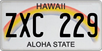 HI license plate ZXC229