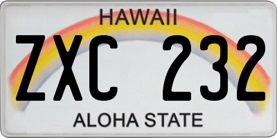 HI license plate ZXC232