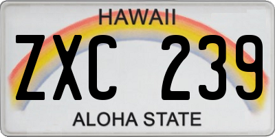 HI license plate ZXC239