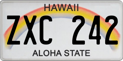 HI license plate ZXC242