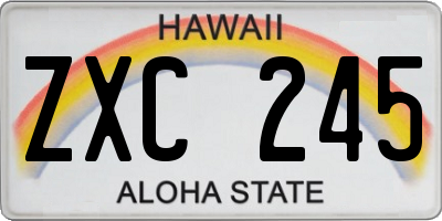 HI license plate ZXC245