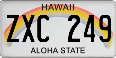 HI license plate ZXC249
