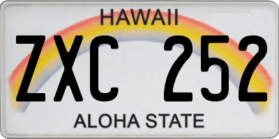 HI license plate ZXC252