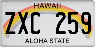 HI license plate ZXC259
