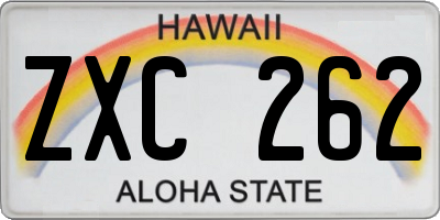 HI license plate ZXC262